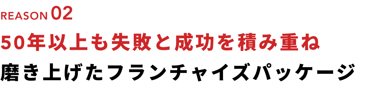 50年以上も失敗と成功を積み重ね磨き上げたフランチャイズパッケージ